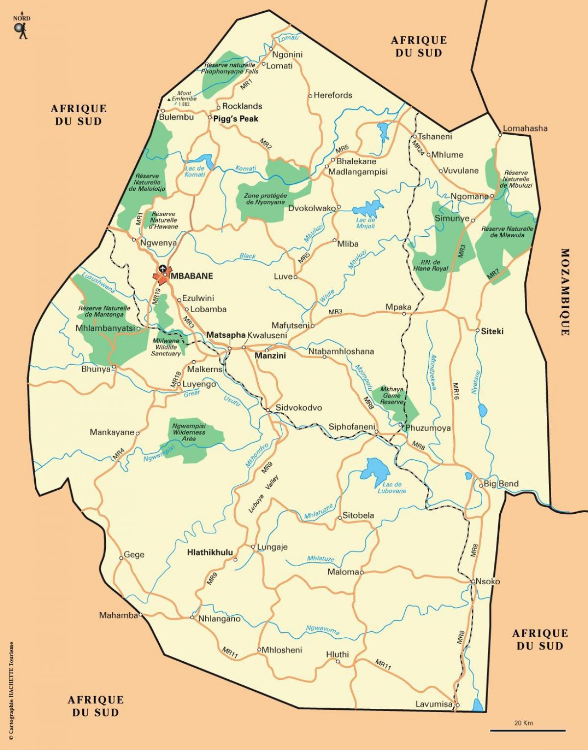 ezulwini وادی سوازی لینڈ کا نقشہ