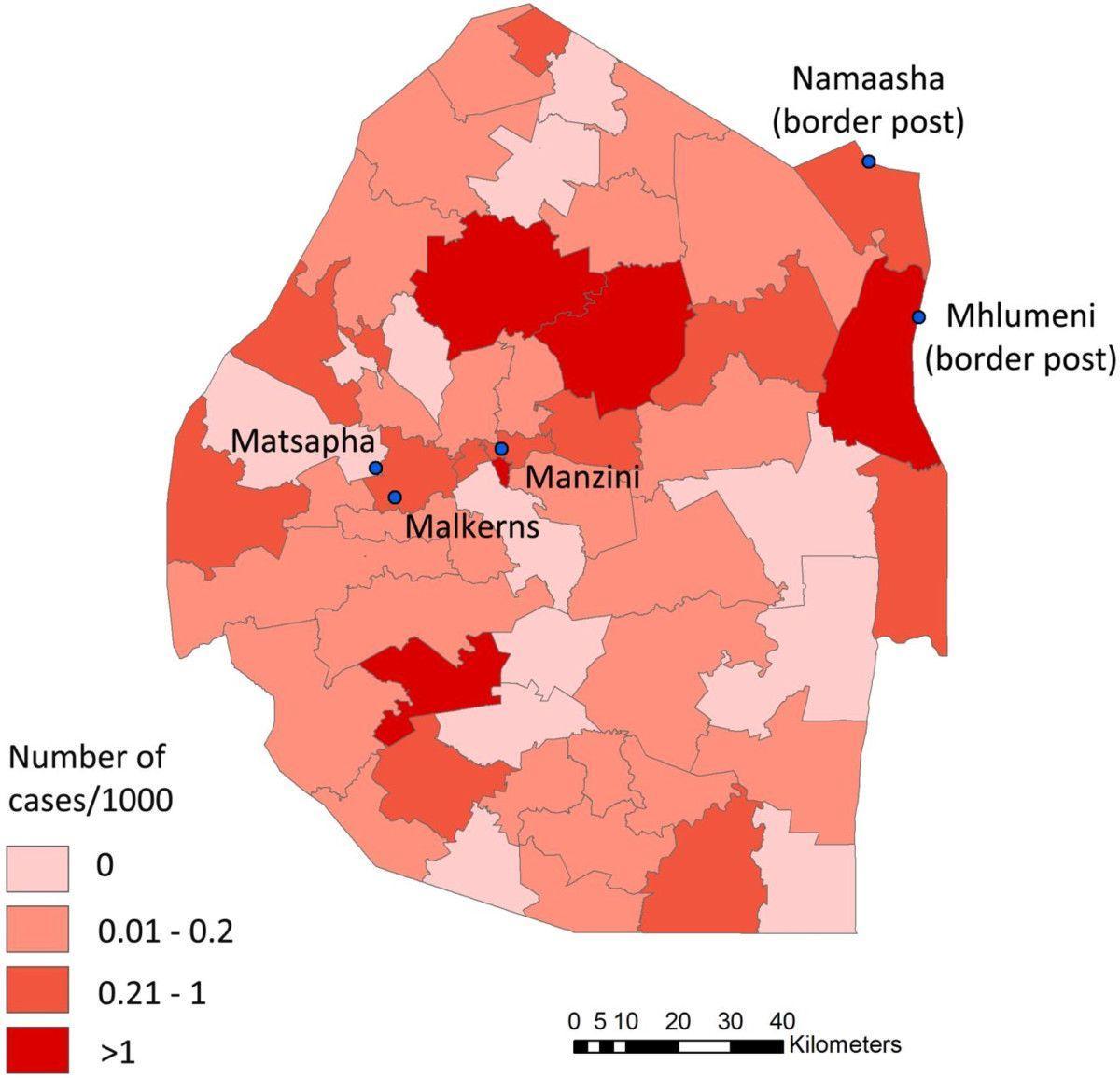 نقشہ کے سوازی لینڈ ملیریا